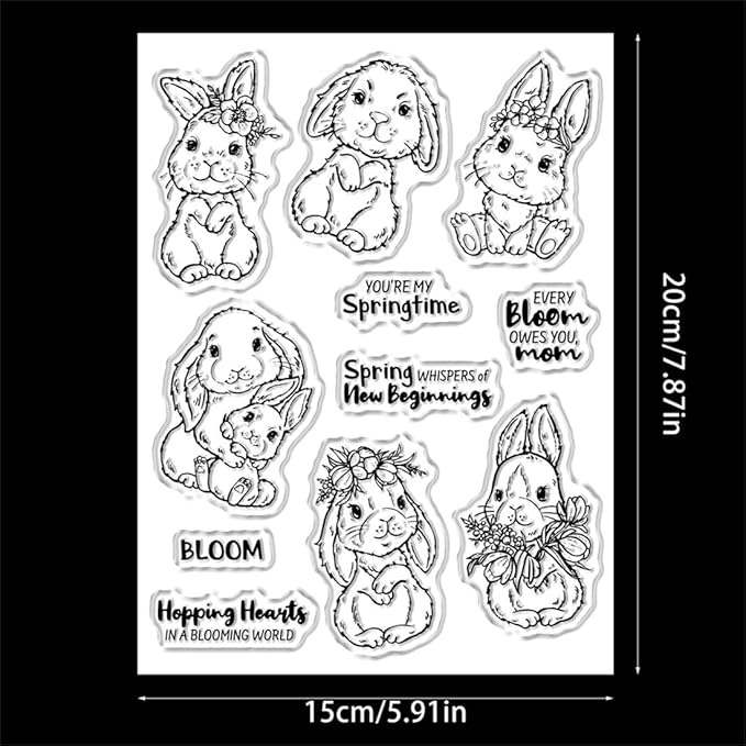 Flowers Rabbit Animals Stamps and Cutting Dies for Card Making DIY Transparent Silicone Clear Stamp and Metal Die Cuts Sets for Scrapbooking Paper Greeting Cards Decor Seals Craft Supplies