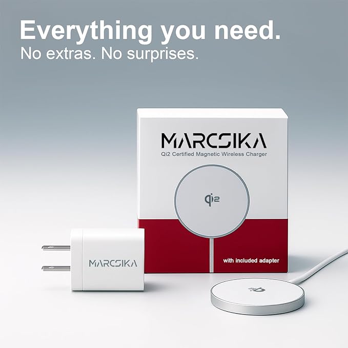MagSafe-Compatible Qi2 Charger for iPhone 12–17 – 15W Fast Charging Pad with 20W USB-C Adapter & 5ft Braided Cable Included