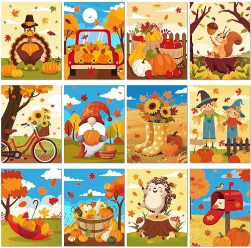 Sherr 12 Pcs Pre Drawn Canvas for Adults,Autumn Harvest,8 x 10 Inch by Sherr