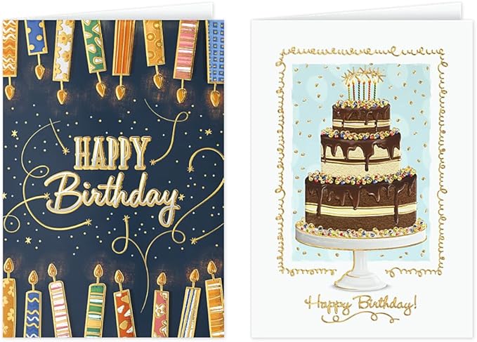 The Gallery Collection - Birthday Cards Assortment Box (35 Cards), Foil & Embossing (Birthday Formal)