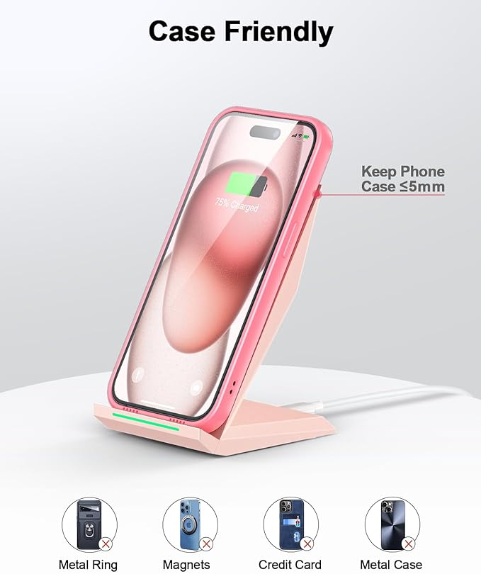 NANAMI Wireless Charger 2 Pack - Fast Wireless Charging Stand for iPhone 17/17 Air/16/16 Plus/16 Pro Max/16 Pro/15/14/13/12, Phone Charger Compatible Samsung Galaxy S25/S24/S23/S22/S21/S20,Pixel 6/5