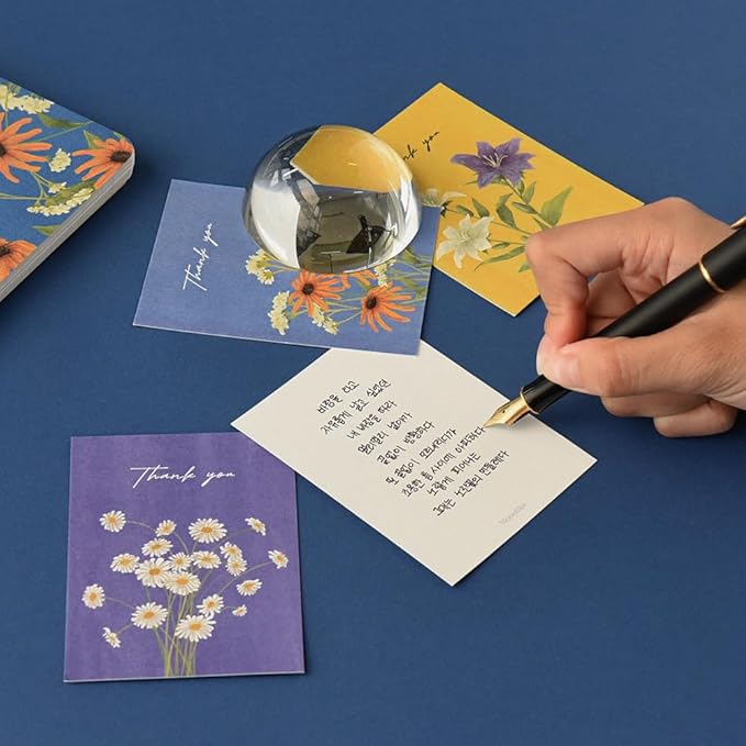 Monolike Day-by-day Card, Thank you - Olivia's Flowers Series.2 - Mix 36 Mini Single cards, 36 envelopes, 36 stickers Package