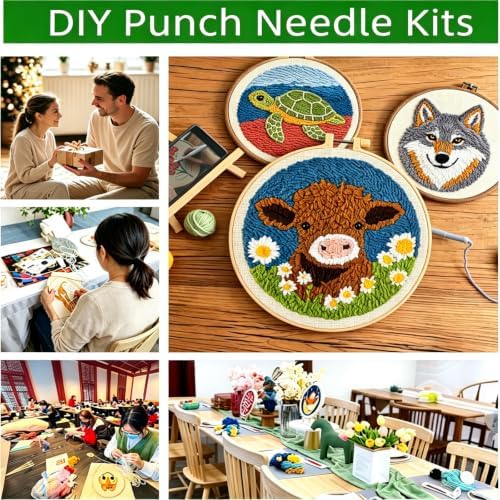 DIY Punch Needle Kits Cute Cartoon Sloth with Hoop 20x20cm-6 - Image 6