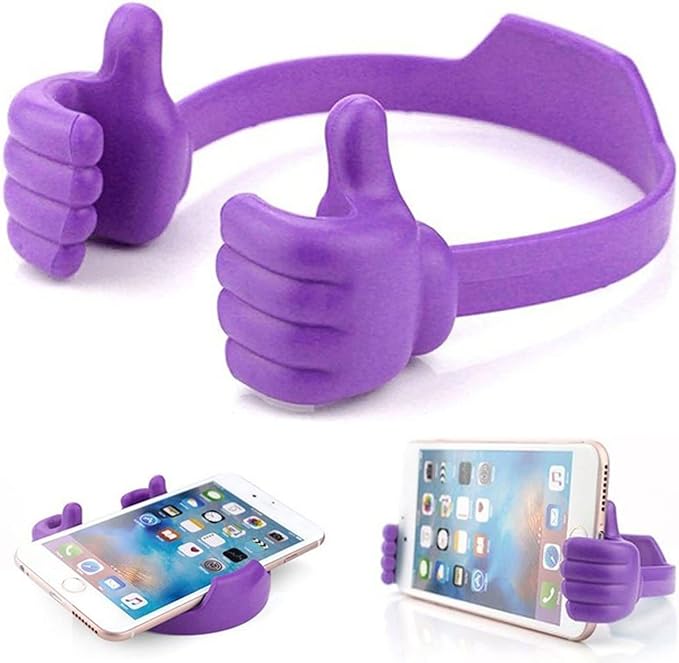 Stocking Fillers Thumbs Up Lazy Phone Stand Gifts for Christmas, Universal Flexible Cellphone Stand for Tablet Holder Cool Gadgets Fun Birthday Gift Ideas for Kids Teenager Women(Purple)