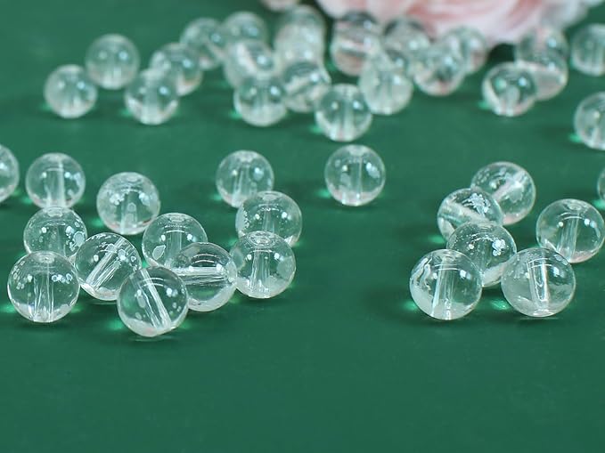 Pamir Tong 500PCS 10mm Clear Glass Beads for Jewelry Making,Round Smooth Beads, Bracelet Space Loose Beads for Jewelry Making Earring, Necklaces, DIY Crafts & Gifts #365