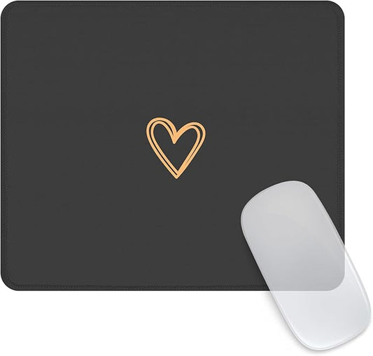 Seorsok Square Aesthetic Cute Heart Mouse Pad,Office Home Personalized Mouse Mat Design,Waterproof Funny Mousepad,Non-Slip Rubber Base Computer Mouse Pads for Wireless Mouse,Black