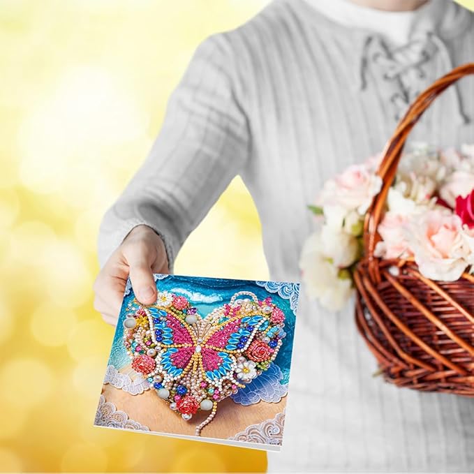Ceitura 6Pcs DIY Diamond Art Painting Crafts Rhinestone Painting Greeting Card Making Kit Postcard for Holiday Christmas New Year Party Favors (Crystal Love)