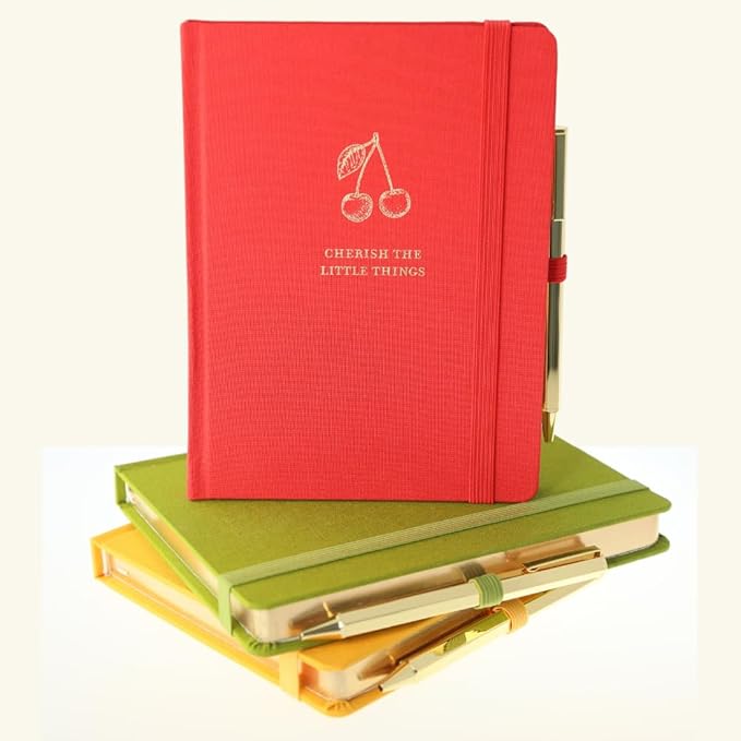 Graphique L’orange Lined Journal Plus Pen Luxe Collection, Hardcover Diary Notebook for Writing, Silver Foil Embossing, 160 Pages, 6” x 8”