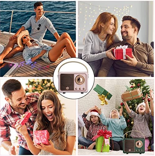 Dosmix Retro Bluetooth Speaker, Vintage Mini Decor Gift for Women Girl Pink - Image 2