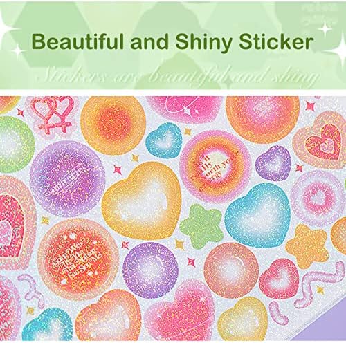Doraking Colorful Sticker Book, 50 Sheets Shiny Love Bubble Heart Butterfly Ribbon Cute Stickers for Junk Journal Arts Craft Greeting Cards Scrapbook Supplies Home Decoration, DIY Deco Stickers (A) - Image 5