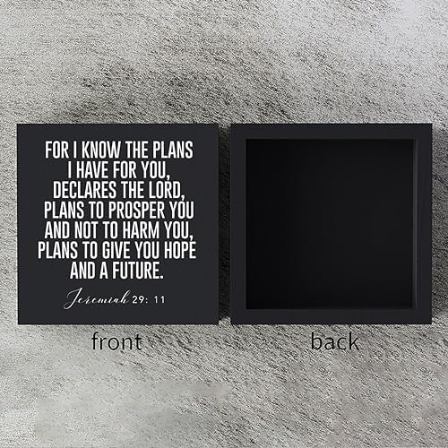 Christian Decor Wood Sign Desk Decor Rustic Motivational Bible Verse Jeremiah 29:11 Black Wooden Box Sign for Home Office Living Room Church Kitchen Bedroom Table Shelf Religious Gifts - Image 3