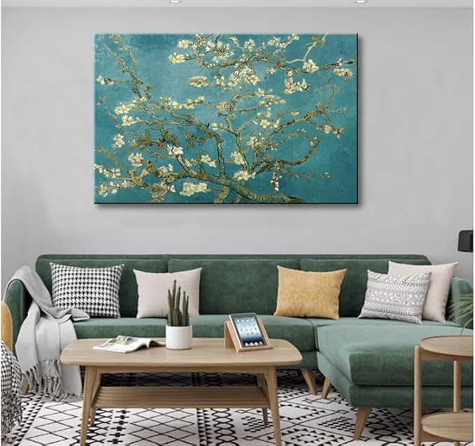 msspart Almond Blossom Tree by Vincent Van Gogh Oil Paintings Reproduction, Giclee Canvas Prints Wall Art for Bedroom Bathroom Home Decorations 32"x48"