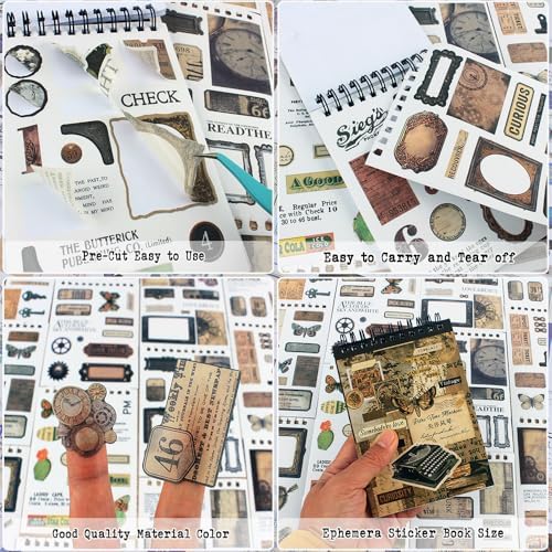 50 Sheets Precut Dark Academia Washi Stickers Book for Journaling, 604PCS Vintage Scrapbook Stickers, Ephemera for Junk Journal Supplies, Scrapbooking, Bujo, Collage, Adults Crafts Arts - Image 3