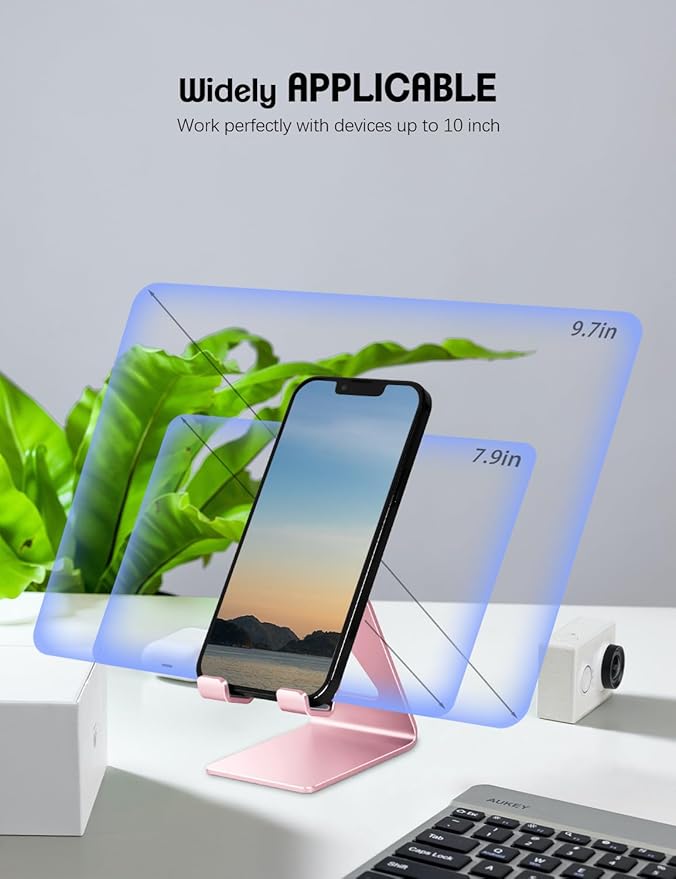 Desk Cell Phone Stand, Phone Holder, Desktop Phone Cradle Dock for iPhone17 16 15 14 pro 11 X Xs max 8 7 6 6s Plus SE 5 5S Samsung All Smart Phones,Pink