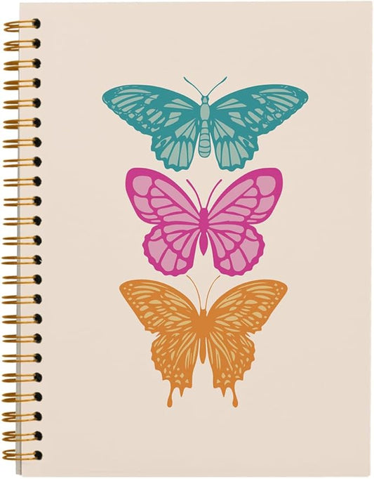 Butterfly Notebook Journal, Trendy Preppy Notebook, Boho Notebook Aesthetic, Preppy Office Supplies, Pink Desk Accessories for Women Office, Hardcover Spiral Notebook 5.5x8.3