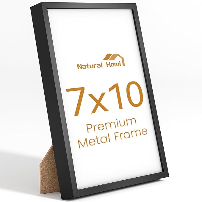 7x10 Aluminum Metal Picture Frame,Tempered Glass Black Photo Frame 7x10 for Family Photo,Posters,Art,Document to Wall Mount Horizontally or Vertically