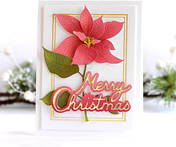 DzIxY English Words Shadow Merry Christmas Metal Cutting Dies for Card Making Kit Embossing Paper Die Cuts Set Scrapbook Stencils Supplies Machine Templates