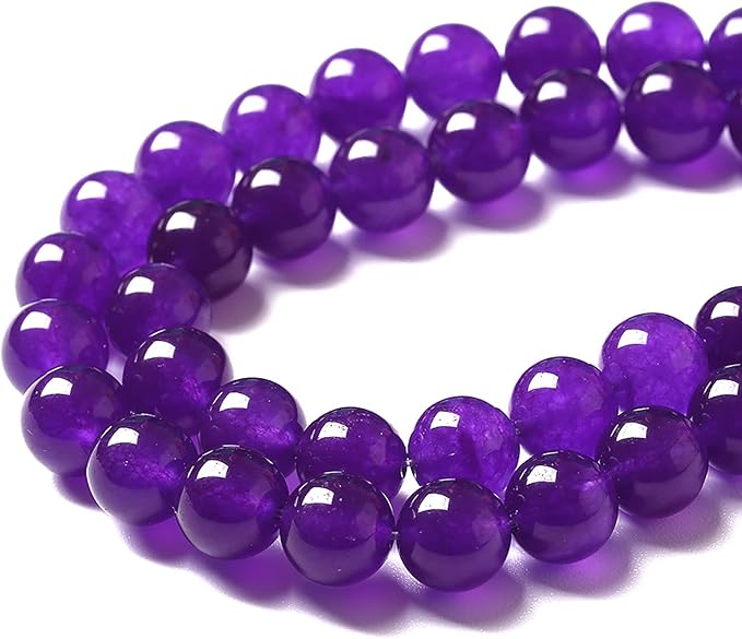 32pcs 12mm Natural Amethyst Jade Stone Round Loose Spacer Beads for DIY Jewelry Making Necklaces Bracelets Healing Energy Beads (12mm, Amethyst Jade)