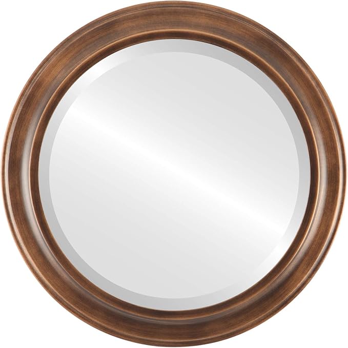 OVALCREST Round Beveled Wall Mirror for Home Decor - Messina Style - Sunset Gold - 21x21 Outside Dimensions