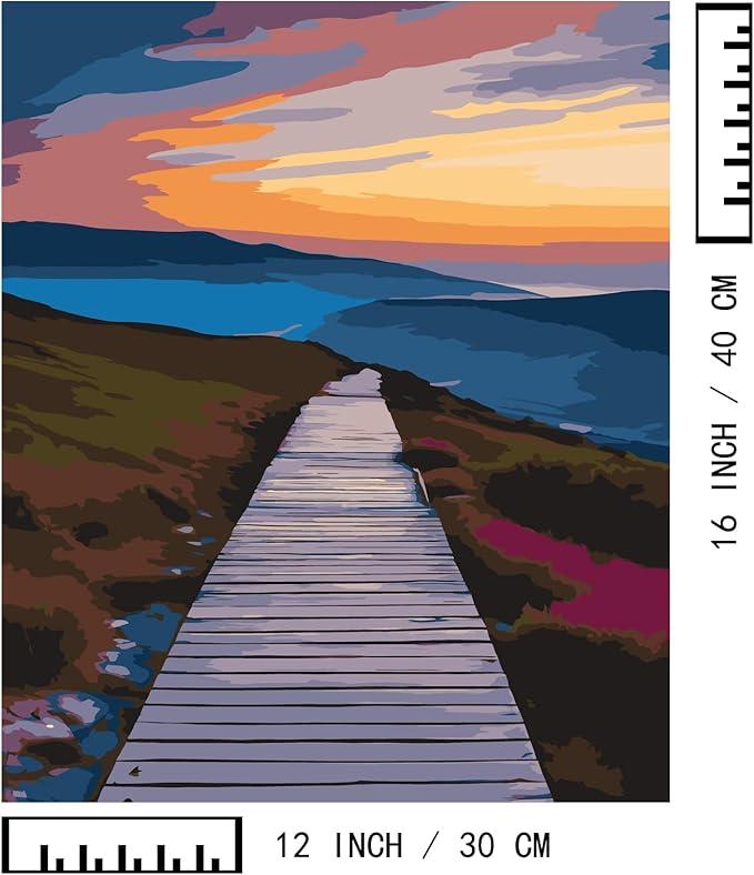 BAISITE Paint by Numbers Kit for Adults Beginners,12" Wx16 L 2 Pack Canvas for Painting Kits for Adults in Colorful Box-BAIPBN611-612