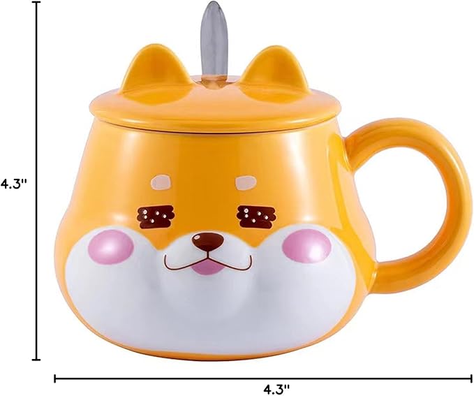 Cute Dog Couple Cup, Ceramic Coffee Mug with a Lid, Perfect as a Gift for Your Family and Friends (Cup B)