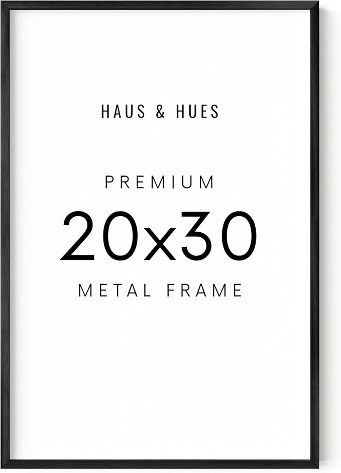 HAUS AND HUES 20x30 Black Metal Picture Frame - Features Premium Aluminum & Hanging Hardware, Shatterproof Plexiglass - Ideal for Home, Room, Office (20x30 in, Black, Set of 1)