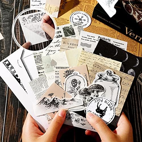 120 Pcs Vintage Aesthetic Scrapbook Kit Junk Journaling Supply with Retro Stamp Stickers,material Paper, Tag Card,hand Account Collage Card,pillow Box,twine Diary Supply Birthday Gift(Artsy Style) - Image 4