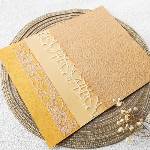 15-Piece Textured Scrapbook Paper & Mesh Fabric Set, Brown A5 Sheets - Image 5