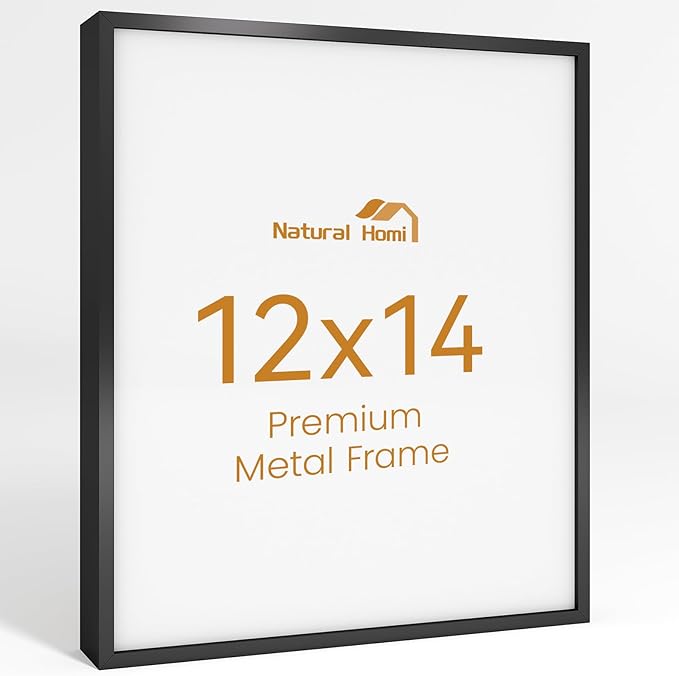 12x14 Aluminum Metal Picture Frame,Tempered Glass Black Photo Frame 12x14 for Family Photo,Posters,Art,Document to Wall Mount Horizontally or Vertically
