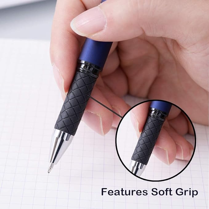 MiSiBao 0.5mm Black Ink Gel Ink Rollerball Pens 2 in 1 Medium Point Pens with Stylus Work Pen Smooth Writing for Office (Black Ink 18-pack 0.5mm Grey)