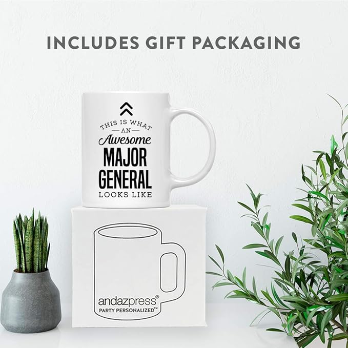 Andaz Press 11oz. Ceramic Coffee Tea Mug Thank You Gift, This is What an Awesome Major General Looks Like, 1-Pack, Birthday Christmas Gift Ideas Coworker Him Her, Includes Gift Box