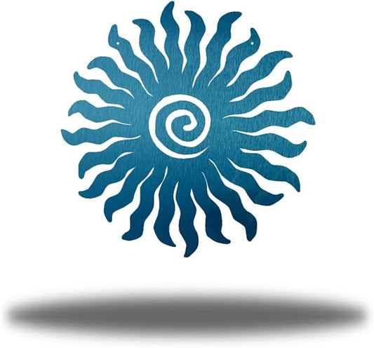 Riverside Designs Sunburst Metal Wall Art Steel Outdoor Decor - Heavy-Duty and Waterproof - Made in USA (24", Teal)