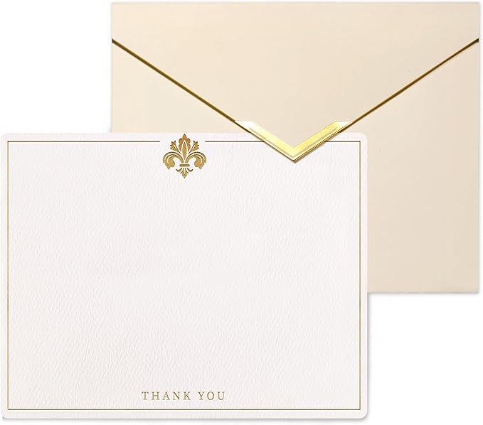 20 Pack Thank You Cards with Envelopes, 4.25×5.5 Inch Single Layer Thank You Notes, Gold Foil Debossed Thank You Cards with V-Shape Gold Foil Envelopes, Blank Inside for Wedding Baby Shower Business