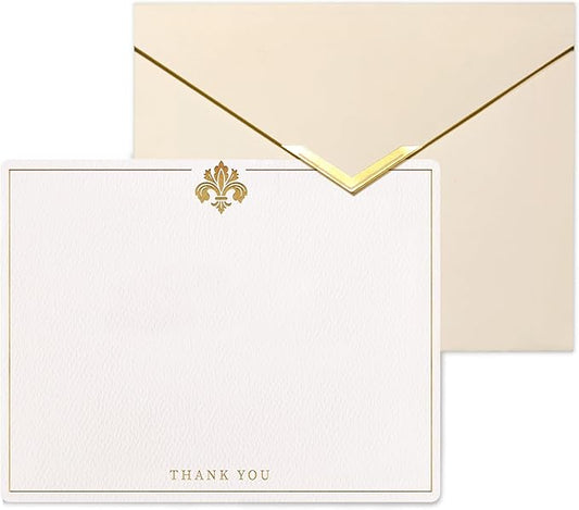 20 Pack Thank You Cards with Envelopes, 4.25×5.5 Inch Single Layer Thank You Notes, Gold Foil Debossed Thank You Cards with V-Shape Gold Foil Envelopes, Blank Inside for Wedding Baby Shower Business