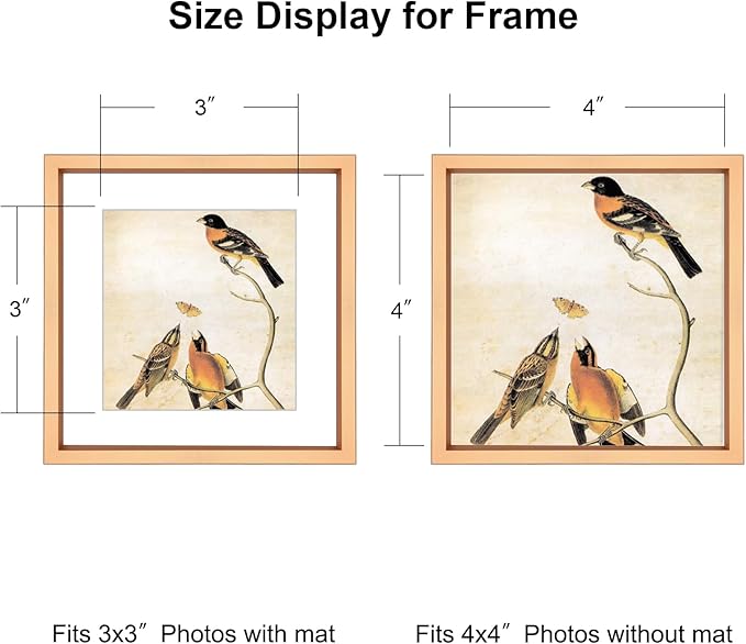 4x4 Picture Frame, Gold Metal Photo Frames with HD Glass, Fits 3x3 with Mat or 4 x 4 without Mat, Display for Wall and Table, 3 Pack