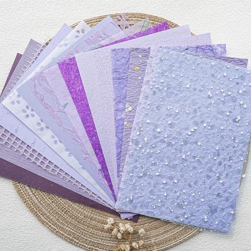 15-Piece Textured Scrapbook Paper Mesh Fabric Set, Purple A5 Sheets - Image 2