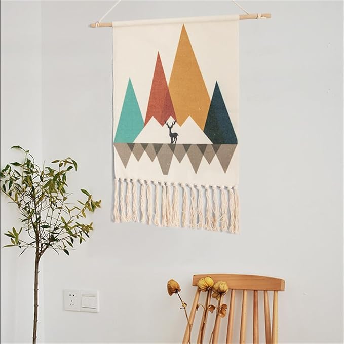 BMIDRUT Macrame Woven Wall Hanging Tapestry Home Decor Boho Bohemian Wall Art for Home Apartment Dorm Room Backdrop 20x35 Inch