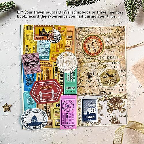 Prstincol 300 Pcs Vintage Travel Stickers Ticket Stickers for Journaling,Luggage Sticker Stub Vintage Sticker for Junk Journal Crafts Laptop Water Bottle Album Scrapbook - Image 4
