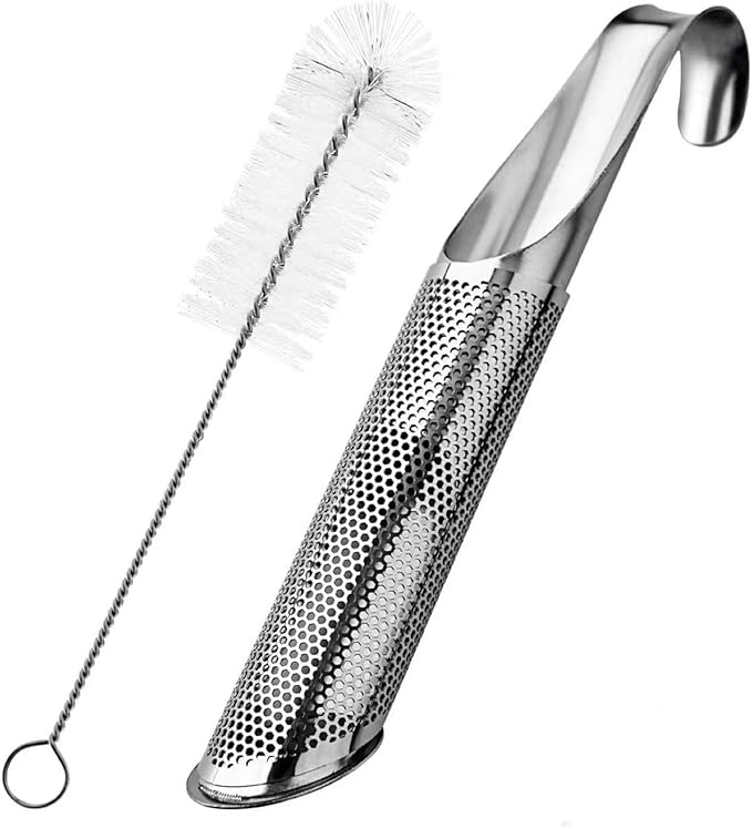 Stainless Steels Teas Strainer Infuser And Brush Set Upgraded Hanging Hook Handle Fine Net Filter For Multiple Brews Infuser For Loose And Coffee