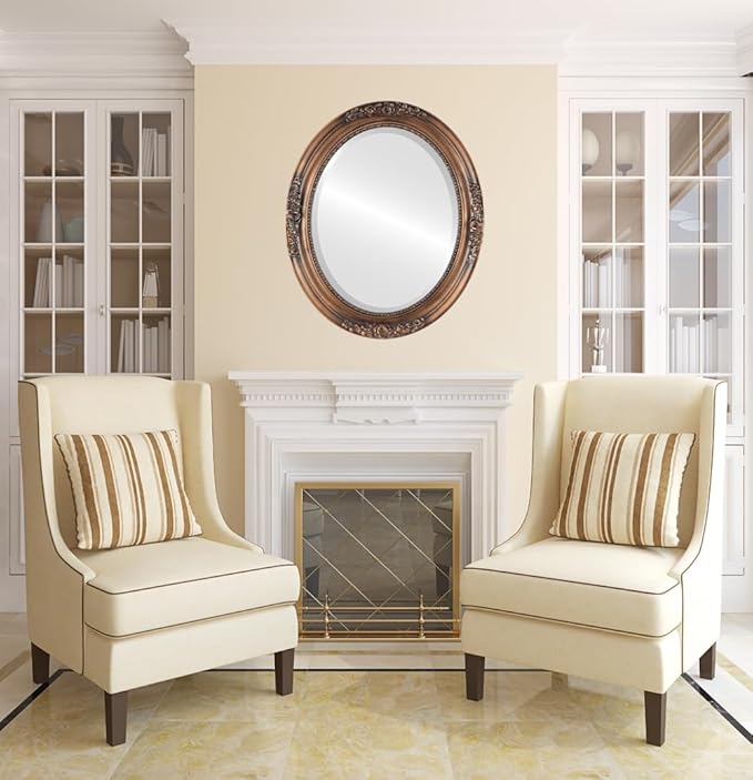 OVALCREST Oval Beveled Wall Mirror for Home Decor - Versailles Style - Sunset Gold - 22x28 Outside Dimensions