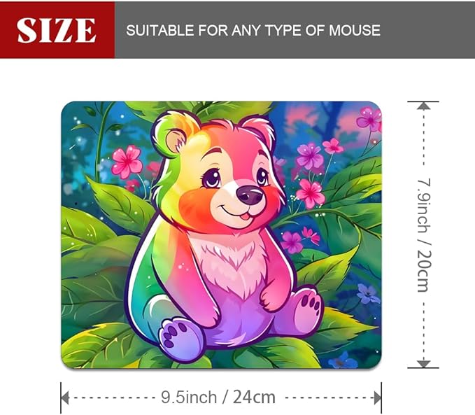 The Bear and The Flower Texture Mouse pad, Square Waterproof and Anti Slip Mouse pad for Office laptops