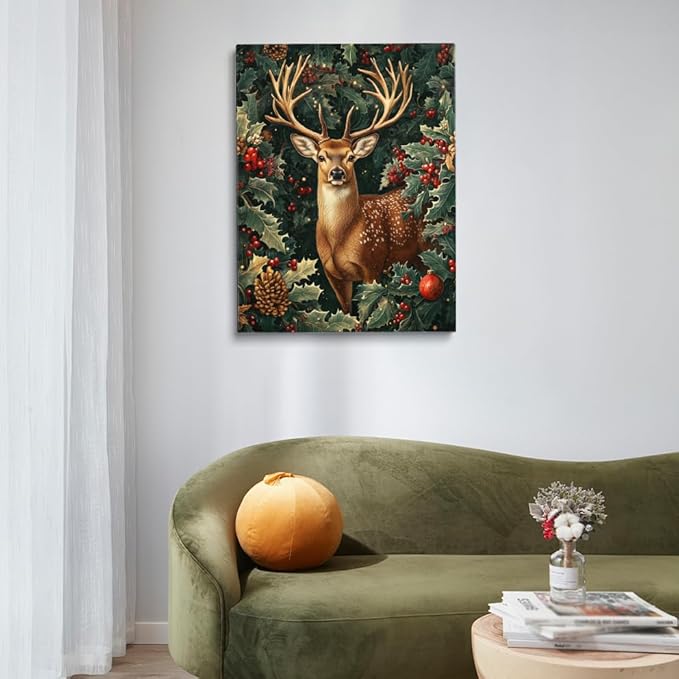 William Morris Deer Poster,Exhibition Print,Christmas William Morris Poster,Vintage Wall Art,Textiles Art, Christmas Print Deer Wall Art for Bedroom Living Room 24x36in Unframed poster