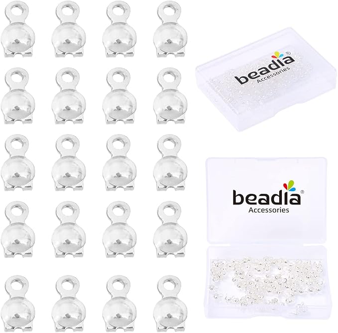 Silver Plated End Caps Non Tarnish 3x6mm 200pcs for Jewelry Making Findings