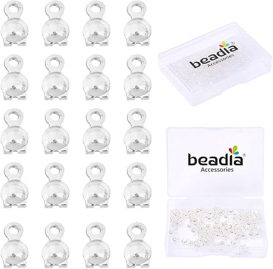 Silver Plated End Caps Non Tarnish 3x6mm 200pcs for Jewelry Making Findings