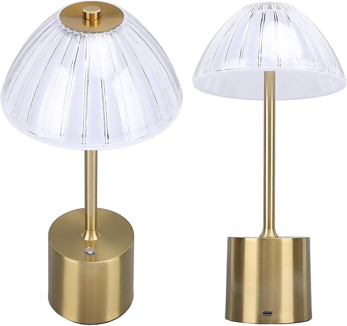 Crystal LED Table Lamp, Portable Rechargeable Desk Light, 3 Levels Brightness, Touch Control, Small Battery Operated Lamp - Cordless Convenience, Stepless Dimming, Ideal for Home