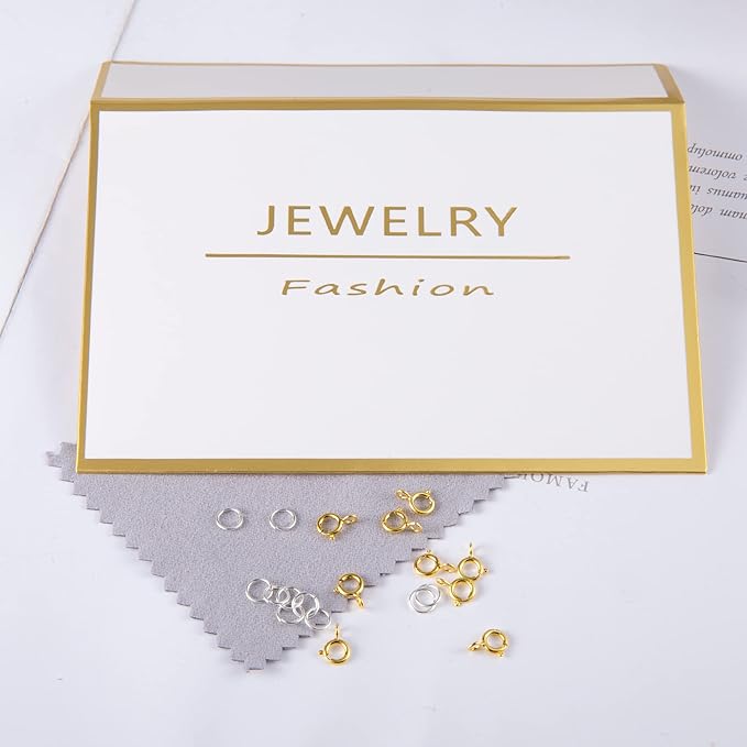 40 Pcs Necklace Bracelet Spring Clasps with Open Jump Rings Set 5mm Jewelry Connectors for Jewelry Making (5mm Gold and Silver Clasps)