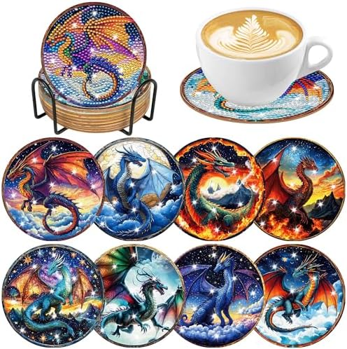 Dragon Diamond Art Coasters, Diamond Painting Coaster Kit for Adults by CRASHOT