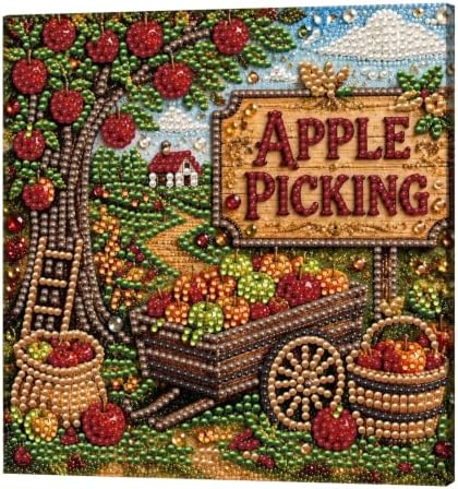 DIY Pearl Painting Kit for Adults, Fruit Picking Fall Art with Wood Frame, 20x20cm Self-Adhesive Pearl Diamond Craft, Autumn Wall Decor Gift for Women, Beginners Relaxing Hobby Kit by Unknown