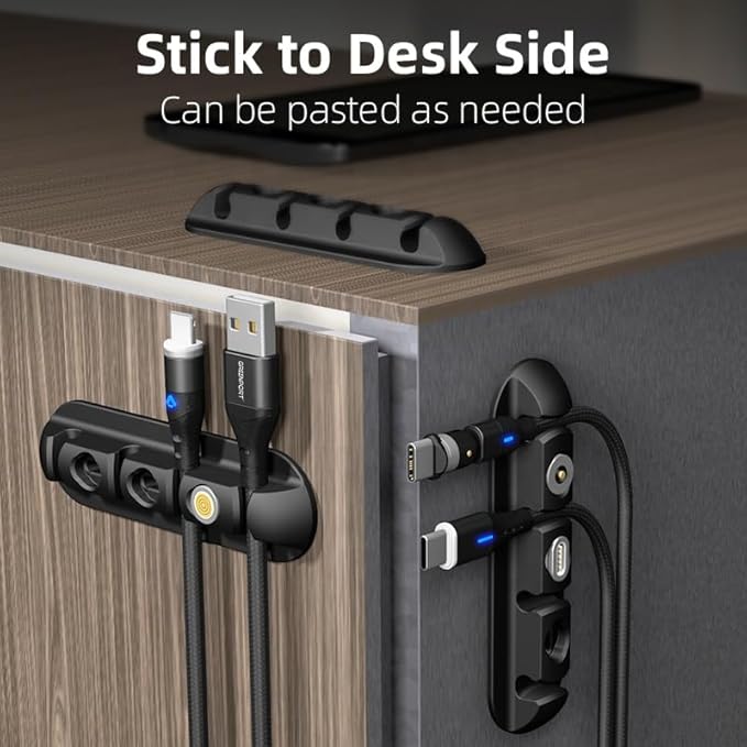 Cable & Clutter Free Organizer | Self-Adhesive Charging Data Cables USB Cords Management Desk Clip(Pack of 2)