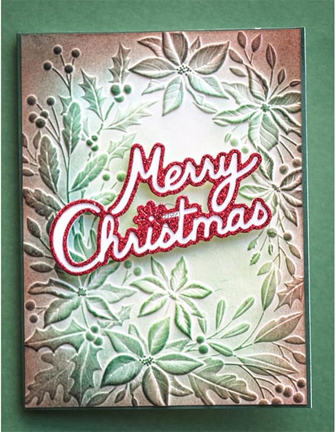 DzIxY English Words Shadow Merry Christmas Metal Cutting Dies for Card Making Kit Embossing Paper Die Cuts Set Scrapbook Stencils Supplies Machine Templates